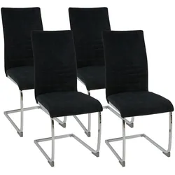Albatros Freischwinger Stühle 4er Set LUGANO, Schwarz - Esszimmerstuhl Schwingstuhl mit modernem Design, Stoff-Bezug, dicke Polsterung - Küchenstuhl