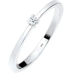 Elli DIAMONDS Verlobung Solitär Diamant (0.03 ct.) 925 Silber Ringe   Damen 