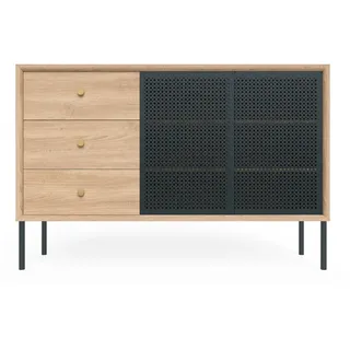 Hartô - Gabin Sideboard hoch mit Schubladen, Eiche / anthrazitgrau (RAL 7016)