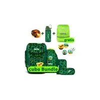 ergobag cubo Bundle Schulranzen Set 8-teilig BärRex 2024 + Trinkflasche, Regencape & LED Klettie