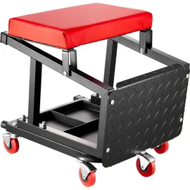 Vevor Arbeitshocker Kunstleder schwarz 136 kg belastbar mit Rädern