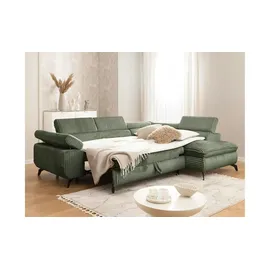 S-Style Ecksofa mit Schlaffunktion Bonnie ¦ grün ¦ Maße (cm): B: 275 H: 76