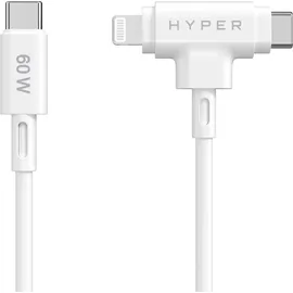 Hyper Hyper® HyperJuice USB-C und Lightning Hybrid-Silikonkabel (1,5m) - Weiß