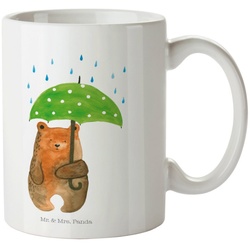 Mr. & Mrs. Panda Tasse Bär mit Regenschirm – Weiß – Geschenk, Freunde, Kaffeetasse, Büro Tas, Keramik weiß