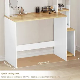 EUGAD schriftSchreibtisch, Computertisch, 5-stufiges Bücherregal, mit Stauraum - Weiß/Braun