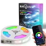 B.K.Licht I Wifi RGBIC LED Strip 5 m USB I App Steuerung I Musiksensor I Lichtleiste I LED Lauflicht I RGBIC LED Streifen I kompatibel mit Alexa I Smartes LED Band selbstklebend