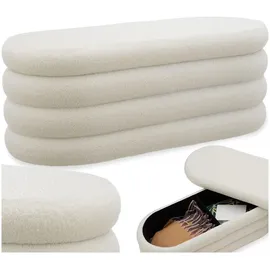 Tectake Polsterbank Altu Bouclé Creme Weiß 110 x 45 x 42 cm
