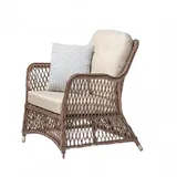 Sessel Design Terrasse Polster Polster Moderne Luxus Beige Hochwertig Rattan