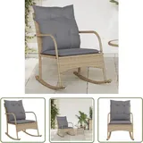 Garten-Schaukelstuhl mit Kissen Beige Poly Rattan - Gartenstuhl - Schaukelstuhl - Rattan Möbel - Gartenmöbel - Lounge Chair - The Living Store