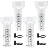 4 Stück Regenmesser Ersatzglas mit Halterung, Munddurchmesser 8 cm Regenmesser Ersatzglas, Trichterförmiger Regenmesser, Regenmesser Glas, Praktisch Regenmesser 35mm für Garten und Außenbereich