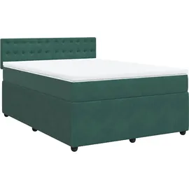 vidaXL Boxspringbett 140 x 200 cm Dunkelgrün