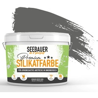 SEEBAUER diy® Silikatfarbe Schwarz für Innen (No. 104 Black Pearl 12,5 Liter) Mineralfarbe Schwarztöne hohe Deckkraft