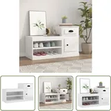 Schuhschrank Hochglanz-Weiß 100x42x60 cm Holzwerkstoff - Schuhschrank - Holzwerkstoff - Garderobe - Aufbewahrung - Weiß - The Living Store