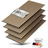 Aeco Sound® - Akustikpaneele, 4 Stück je 120x60cm - 4er Set Wandpaneele aus Holz - Holzpaneele mit Akustik-Filz und Eiche-Echtholz-Furnier - Wandverkleidung für Wohnzimmer, HomeOffice & Musikstudio