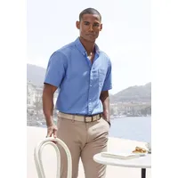H.I.S. H.I.S Kurzarmhemd »regular-fit«, mit Button-down-Kragen, reine Baumwolle, blau,