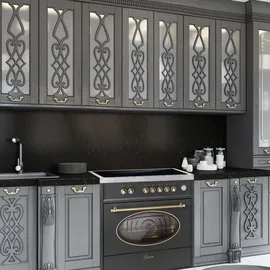 Gurari Induktions-Standherd E 913 RU BL+GCH S 171 90 BL PRIME, Retro Range Cooker 90 cm/ 121L+Dunstabzugshaube 90 cm - Schwarz/Silber