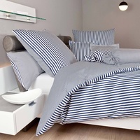 Janine Bettbezug einzeln 240x220 cm  Streifen-Bettwäsche modern classic dunkelblau