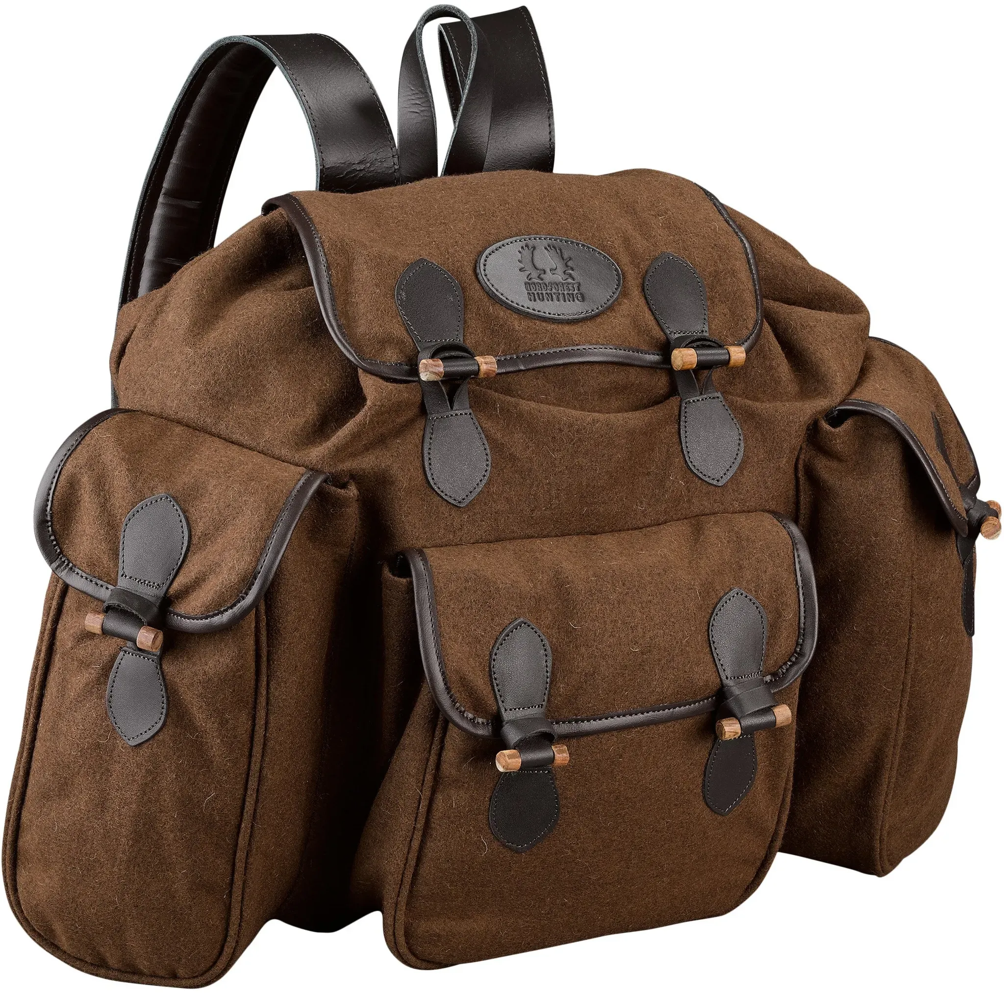 Nordforest Hunting Lodenrucksack mit Lederapplikationen, braun