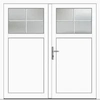 Doppel Kunststoff Nebeneingangstür "ANTONIA-Q" 71 mm Sprossen Weiß RAL 9016 beidseitig innen öffnend DIN links