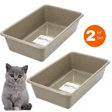 GarPet 2X Katzenklo Katzentoilette offen Kitten ohne Deckel Katzen Schalentoilette Klo Toilette Zubehör Doppelpack Sparpaket