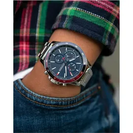 Tommy Hilfiger Bank 1791718 Herrenuhr - Silber/Blau