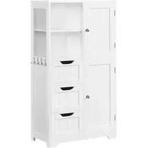 Yaheetech Badezimmerschrank Badkommode Unterschrank Badschrank mit Schubladen & Ablagefächer & Haken & Schränke Bodenschrank Baderegal mit Höhenverstellbarem Einlegeboden, 60 x 30 x 107 cm