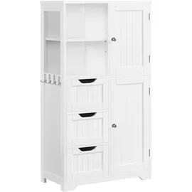 Yaheetech Badezimmerschrank Badkommode Unterschrank Badschrank mit Schubladen & Ablagefächer & Haken & Schränke Bodenschrank Baderegal mit Höhenverstellbarem Einlegeboden, 60 x 30 x 107 cm