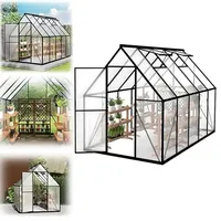 VA-Cerulean Gewächshaus mit Fundament 280x170x195 cm Tomatenhaus Treibhaus Gartengewächshaus Aluminium mit Schiebetür und Dachfenster - Stabil, Winterfest, UV-beständig