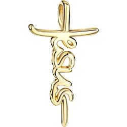 Ketten-Anhänger FIRETTI "Schmuck Geschenk Gold 333 Halsschmuck Anhänger Kreuz Jesus Schriftzug", gold (gelbgoldfarben), Schmuckanhänger, Damen, Gelbgold 333, 0,54 g, Made in Germany
