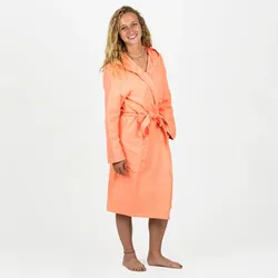 Bademantel Mikrofaser Damen kompakt Kapuze - koralle blasses Korallenorange XS