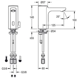 KWC AR Standbatterie, F5, elek., Mischer, 5l, Rohre, Batterie
