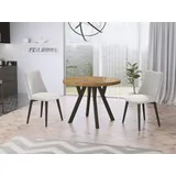 WFL GROUP Esstisch Twixy ausziehbar rund modern mit schwarzen Holzbeinen (MADE IN EU, erhältlich in 3 Größen – 90/100/100 cm, ausziehbar auf 170/150/200 cm), platzsparender Tisch für kleine Küche, Esszimmer oder Wohnzimmer braun 90 cm x 76.00 cm x 90 cm