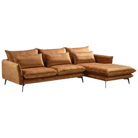 KAWOLA Ecksofa SKYE Recamiere rechts Stoff Velvet cognac