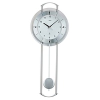 Pendeluhr AMS Wanduhr 5254 Funk mit Pendel Mineralglas Aluminiumfrontreif