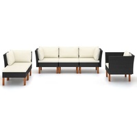 vidaXL Polyrattan Lounge-Set 6-tlg. schwarz