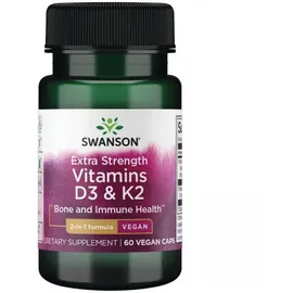 Swanson Extra starke Vitamine D3 & K2 Kapseln 60 St.