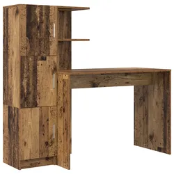vidaXL Schreibtisch mit Stauraum Altes Holz Ingenieurholz