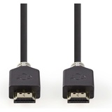 Nedis Ultra High Speed ​​HDMI - HDMI Stecker - 48 Gbps - 2 m - rund - PVC - Anthrazit (2 m, HDMI), Video Kabel