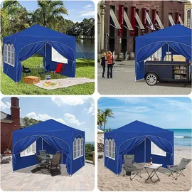 Woltu Faltpavillon 3 x 3 m inkl. 4 Seitenteile Blau