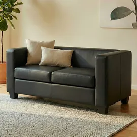 Mendler Couch Leder 2-Sitzer Schwarz