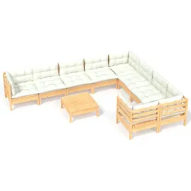 vidaXL Garten-Lounge-Set 10-tlg. creme Kiefernholz