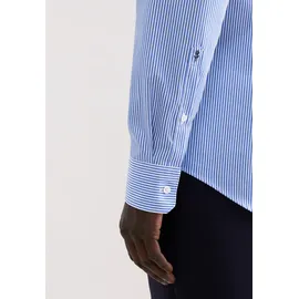 Seidensticker Businesshemd "Schwarze Rose", Herren, Gr. M (39), normale Ärmellängen, mittelblau, 100% Baumwolle, gestreift, skinny fit, 2-Knopf-Manschette, Hemden, X-Slim 1/1 Kentkragen Gestreift