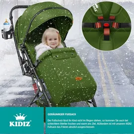 Kidiz KIDIZ® Kinderwagen Kinderbuggy klappbar Liegebuggy Sportwagen Faltbar 360° Räder 5-Punkt Gurt Inkl. Fußsack, Getränkehalter, Regenabdeckung & Moskitonetz verstellbare Rückenlehne & Sonnenverdeck