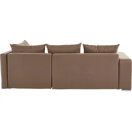 Collection AB Ecksofa »John L-Form« mit Bettfunktion, Bettkasten und integriertem Regal, braun