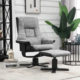 Homcom Relaxsessel Mikrofaser 78 x 109 x 82,5 cm Grau mit Hocker