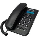 Maxcom KXT100 Telefon mit CLIP-Anrufer-ID, blau beleuchtetes Display - Schwarz