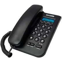 Maxcom KXT100 Telefon mit CLIP-Anrufer-ID, blau beleuchtetes Display - Schwarz