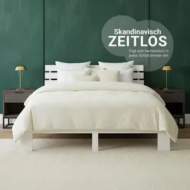 Homestyle4u Holzbett 180 x 200 cm mit Lattenrost Weiss Kiefer Massivholz - Weiß