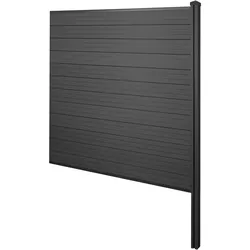 WPC-Sichtschutz Savoie, Windschutz Zaun, WPC-Pfosten zum Einbetonieren ~ Erweiterungselement, 188cm anthrazit