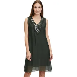 Satinkleid CARTOON "Cartoon Seidenkleid mit Pailletten", Damen, Gr. 38, Normalgrößen, grün (bronze grün), Obermaterial: 75% Viskose, 25% Seide. Futter: 95% Viskose, 5% Elasthan., feminin, A-Linie kurz, Rundhals, ohne Ärmel, Kleider, Pailletten